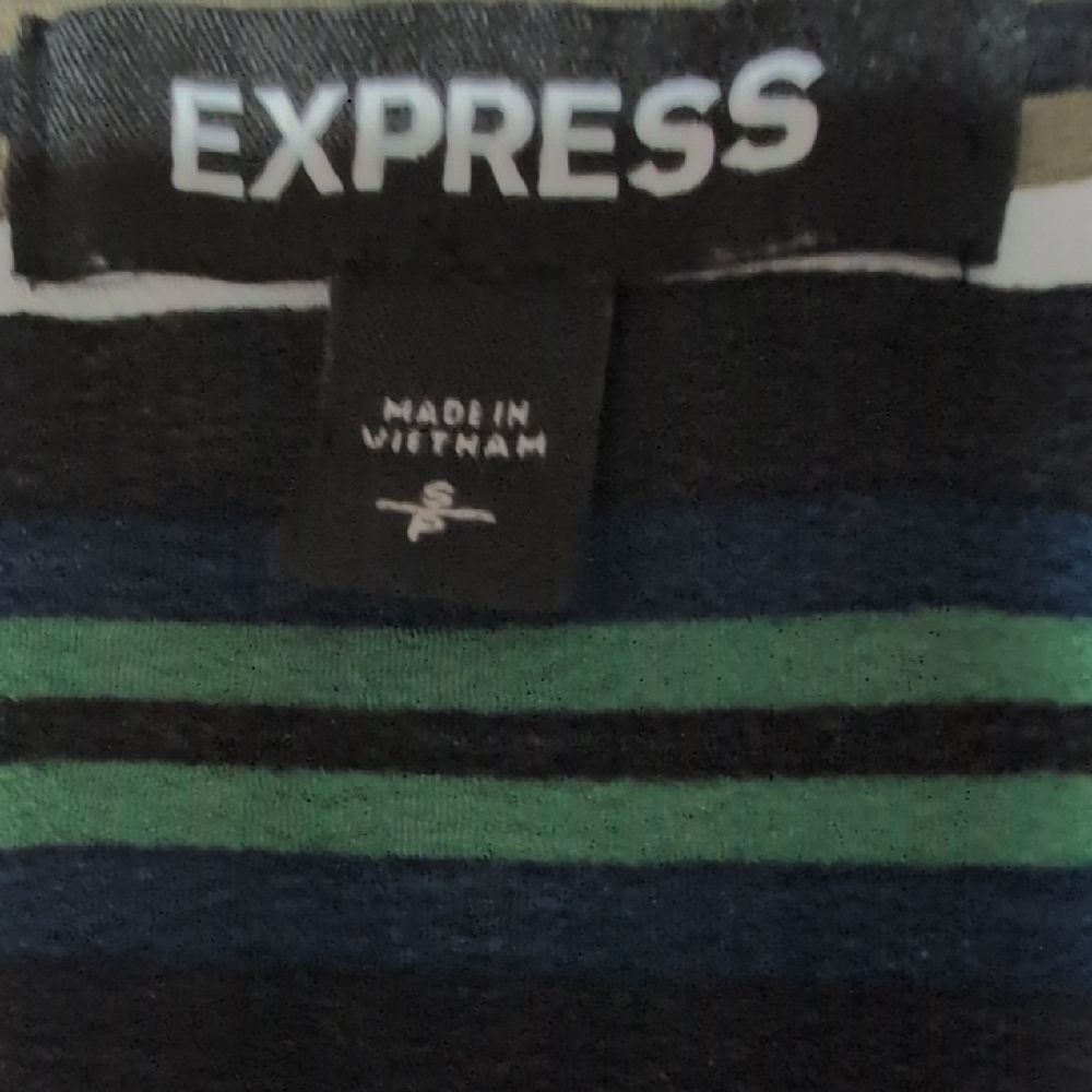 Express Black, Green & Tan Striped Shirt Dress Size S - Picture 6 of 7
